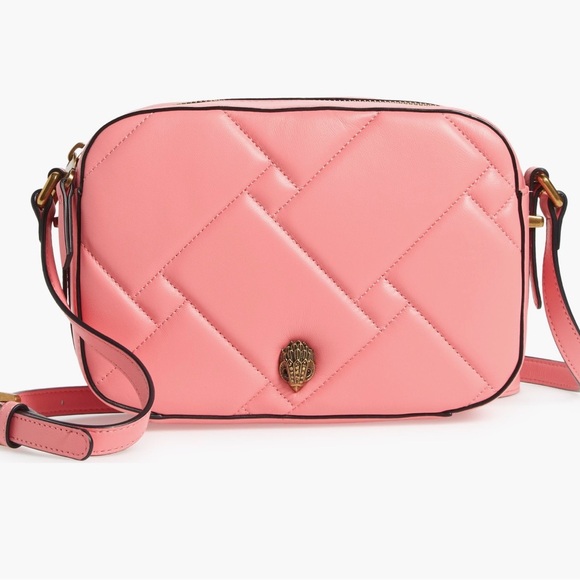 Kurt Geiger Handbags - Kurt Geiger Coral Pink Quilted Crossbody with Gold Emblem